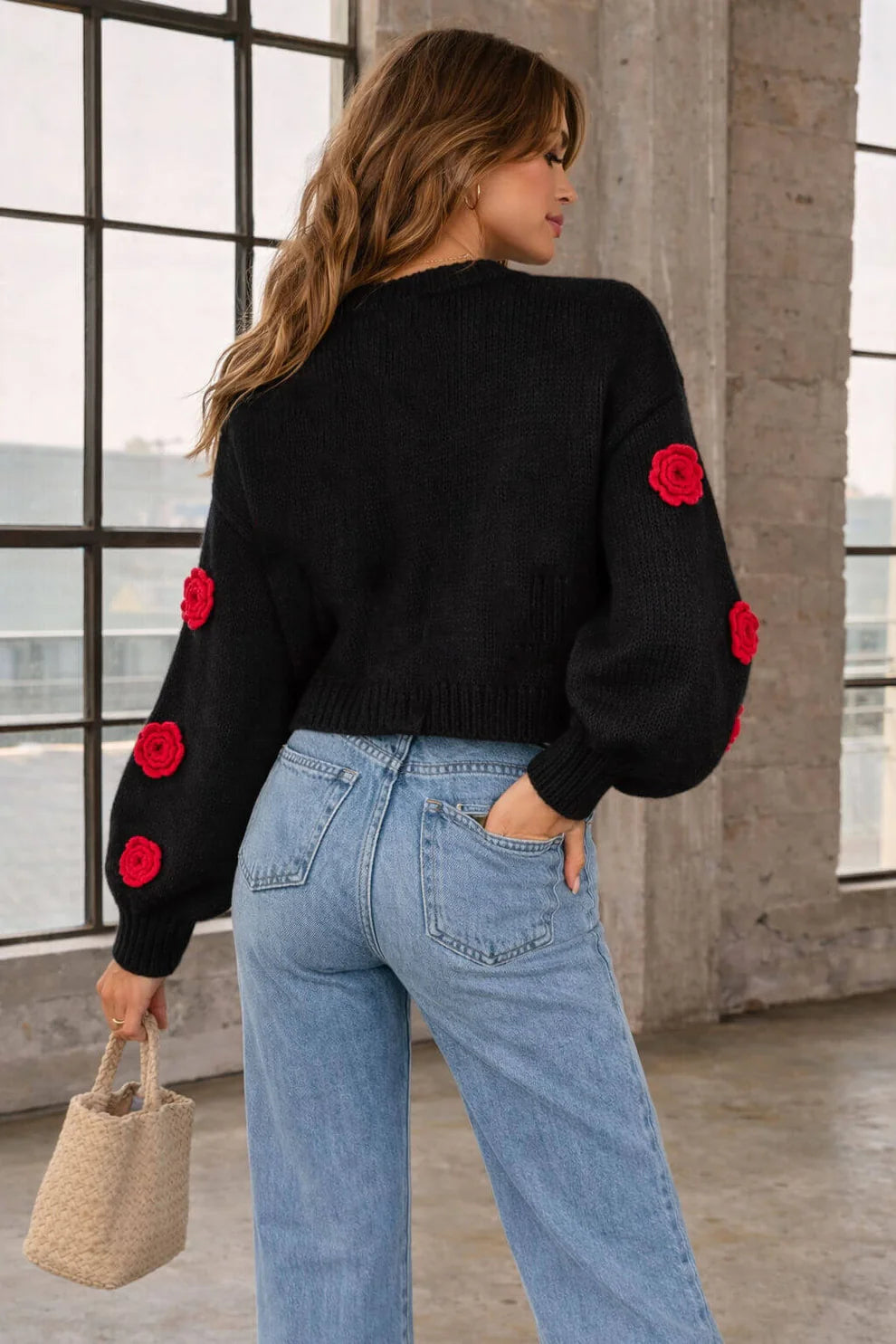 Noir Rosette Cardigan