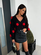 Noir Rosette Cardigan