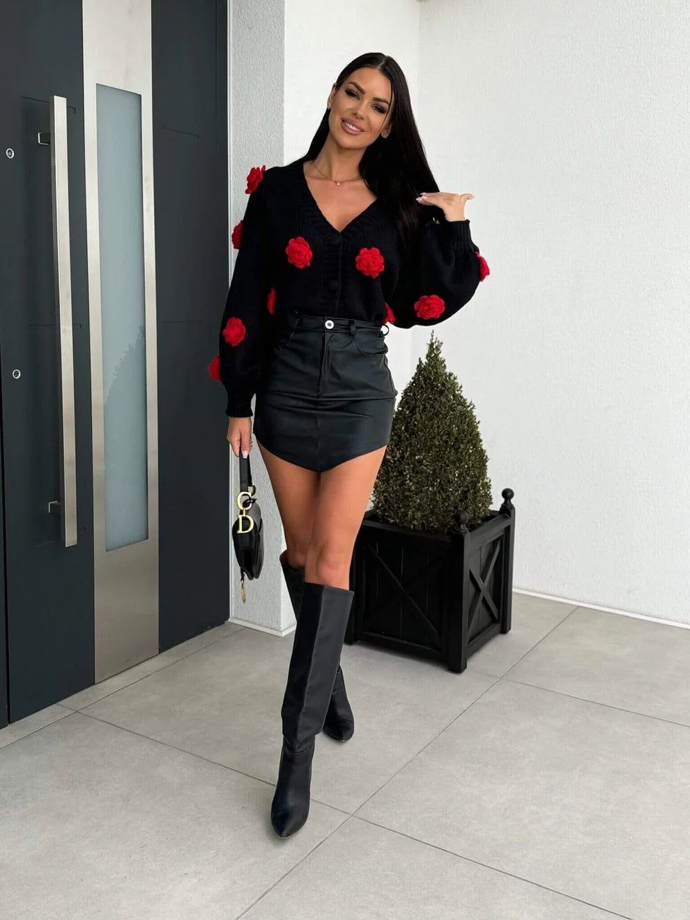 Noir Rosette Cardigan