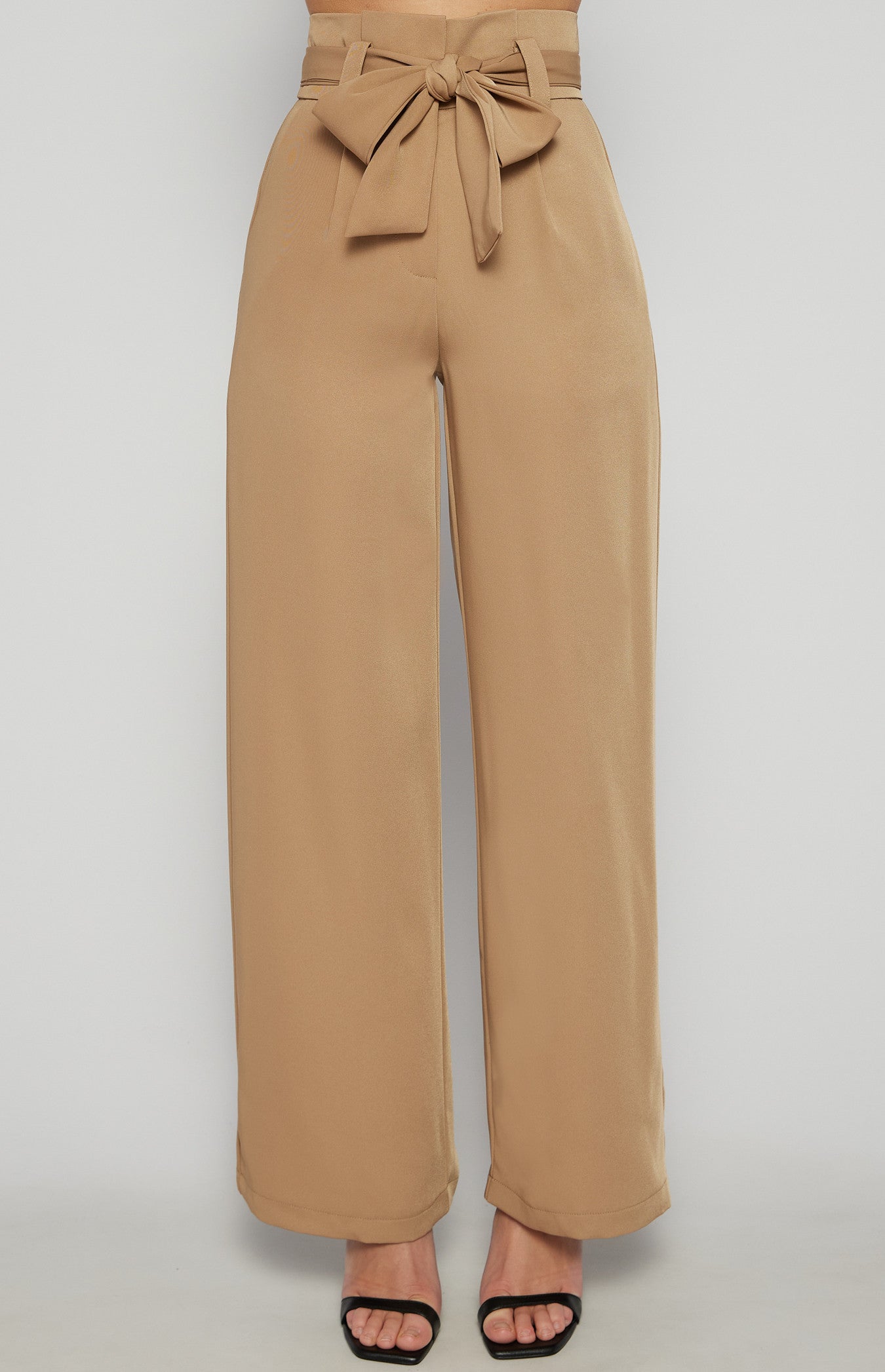 Paper Bag Wide Leg Pants - Camel