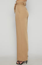 Paper Bag Wide Leg Pants - Camel