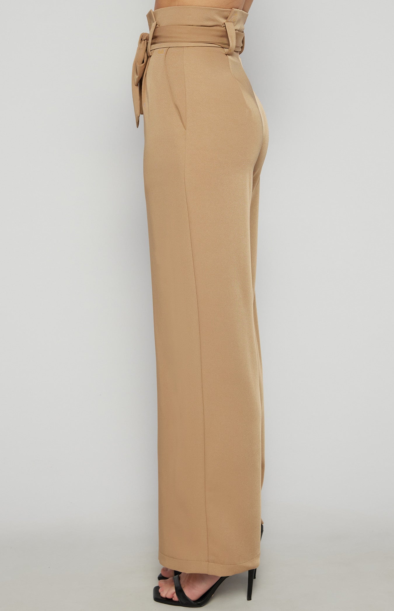 Paper Bag Wide Leg Pants - Camel