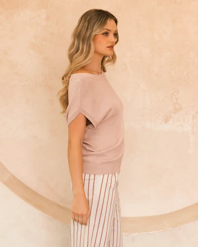 Oasis Neutral Knit Top - Blush Beige
