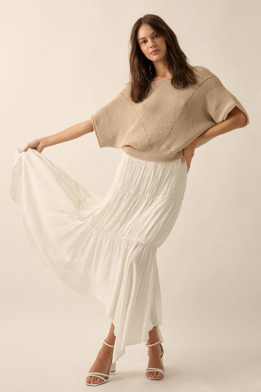 The Isla Ribbed Knit Sweater - Beige