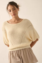 The Isla Ribbed Knit Sweater - Cream