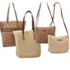 Woven Shoulder Tote Bag - Sand