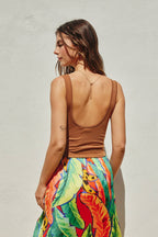 Double Scoop Tank Top - Tan
