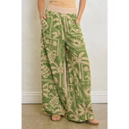 Tropical Daze Decorative Waist Wide Leg Pants