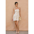 Tropical Haze Strapless Mini Dress