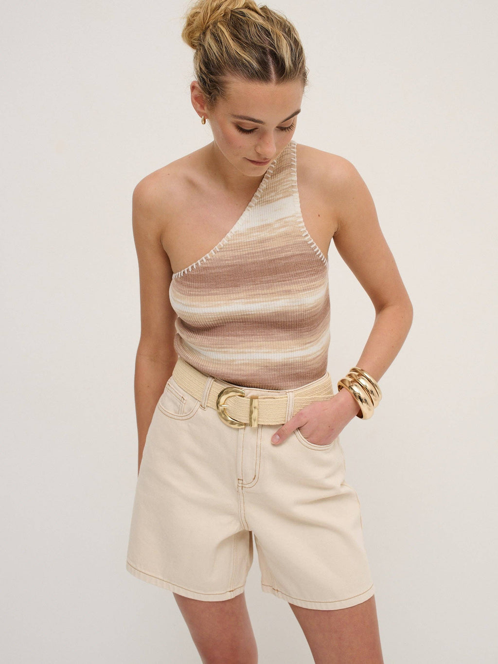 Arizona Straw Buckle Belt - Beige