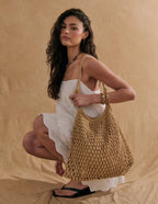 Marcie Knotted Net Shoulder Bag - Tan