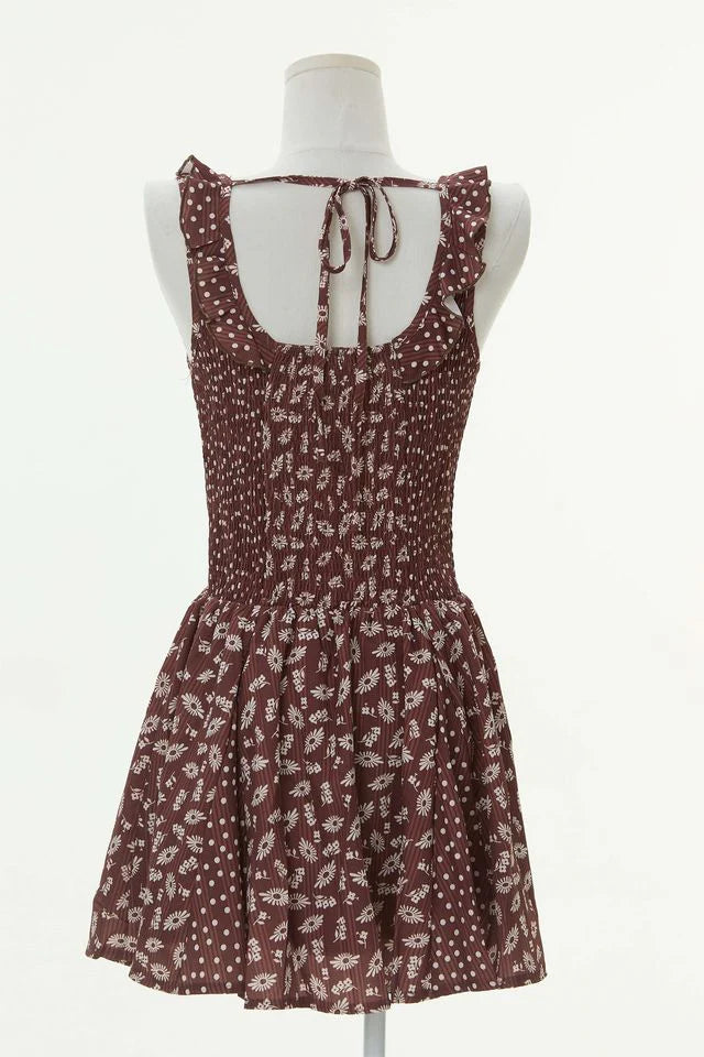 The Chrissy Mini Dress - chocolate and cream