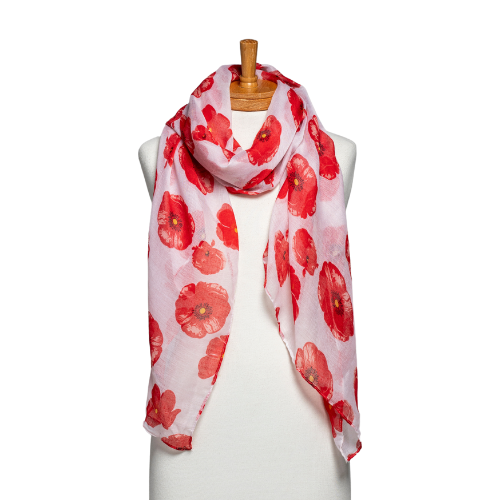 Poppy Scarf - White/Red