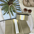 The Anywhere Tote Neoprene Bag - 2 Piece Set - Beige & Gold