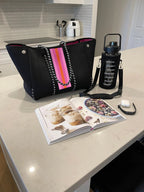 The Anywhere Tote Neoprene Bag - 2 Piece Set - Black & Pink