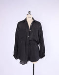 Midnight Drift Black Button-Down Top