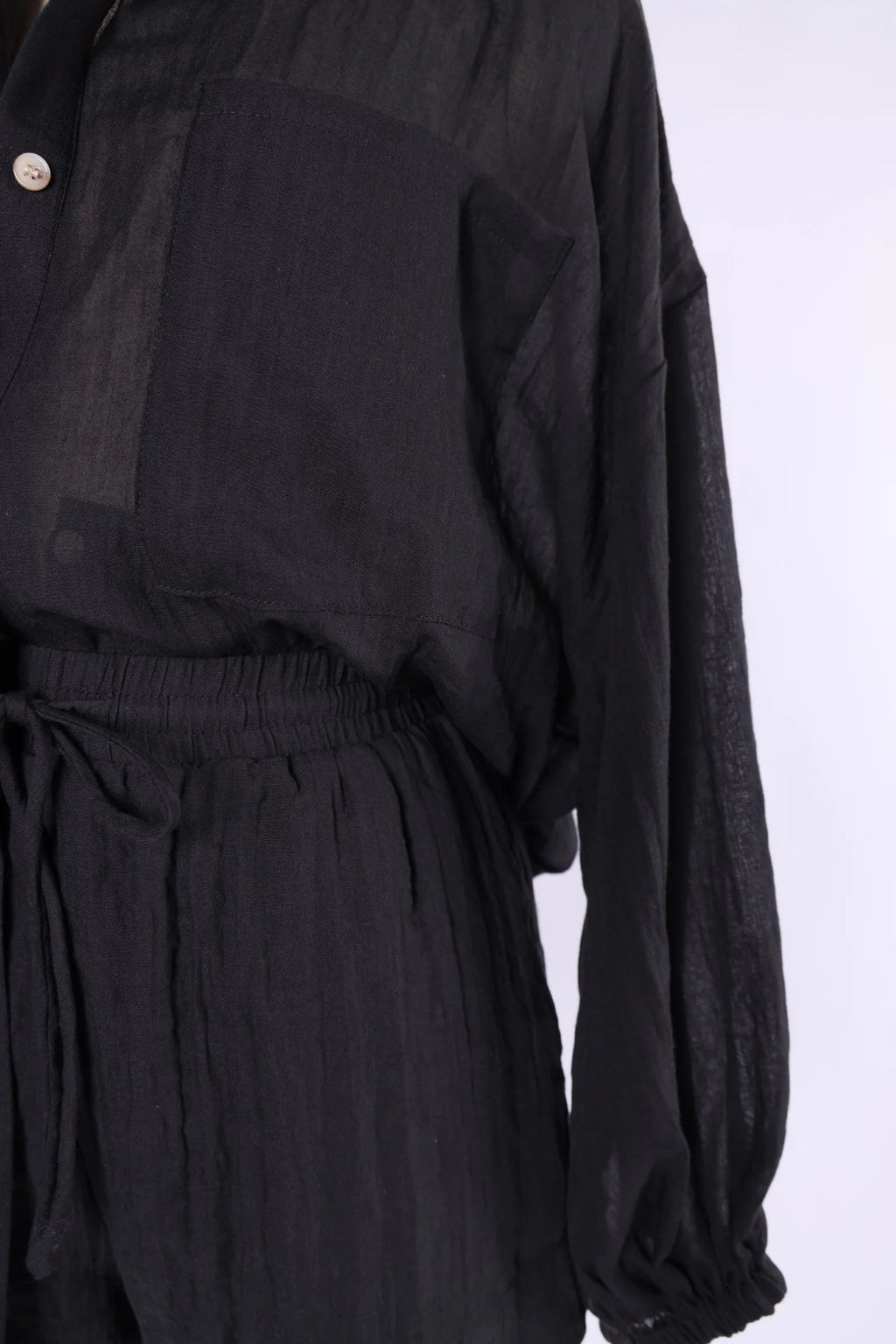 Midnight Drift Black Button-Down Top