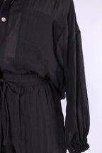 Midnight Drift Black Button-Down Top