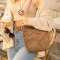 Boho Woven Crossbody Bag - Camel
