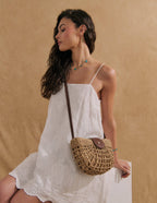 Marielle Straw Half Moon Bag