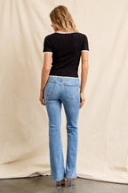 Pointelle Contrast Trim Top – Black + Off White