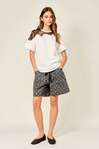 LACE INSERT COTTON TEE