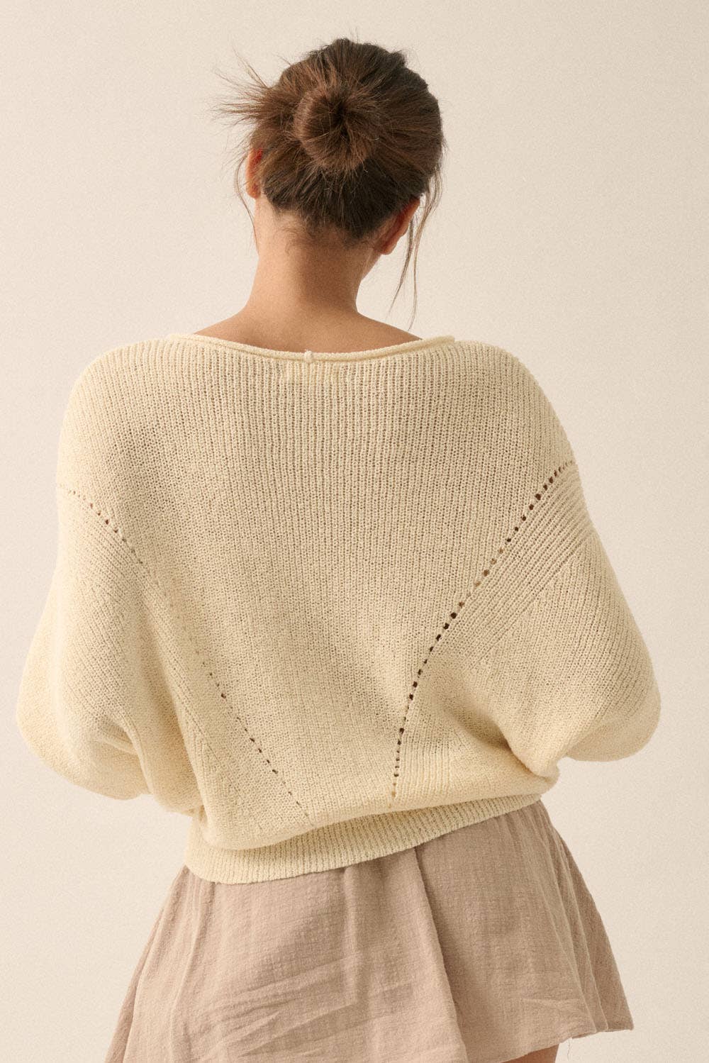 The Isla Ribbed Knit Sweater - Cream