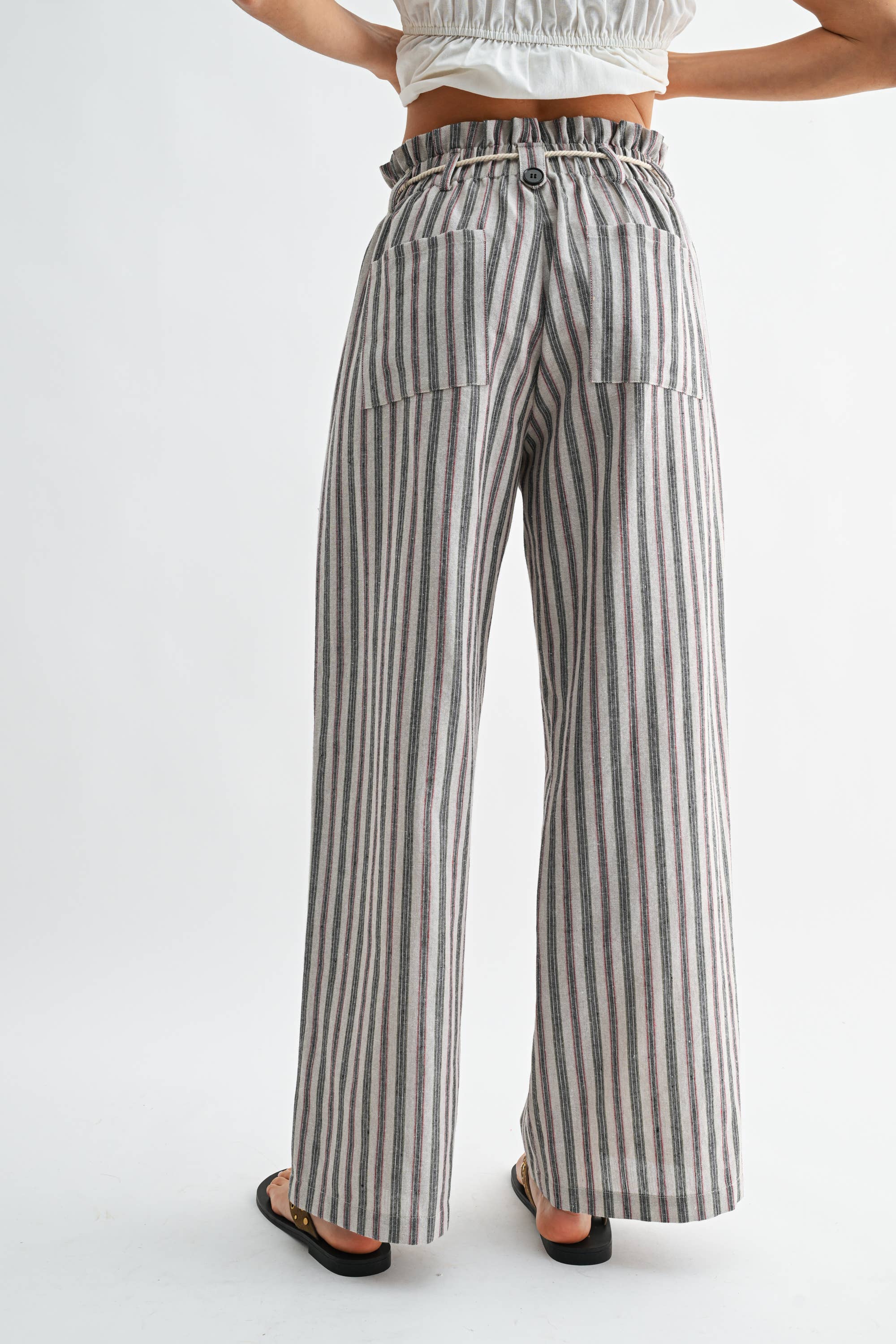 Stone & Stripe Linen-Blend Wide Leg Pants with Drawstring