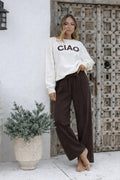 Ciao Fleece Track Pant - Chocolate