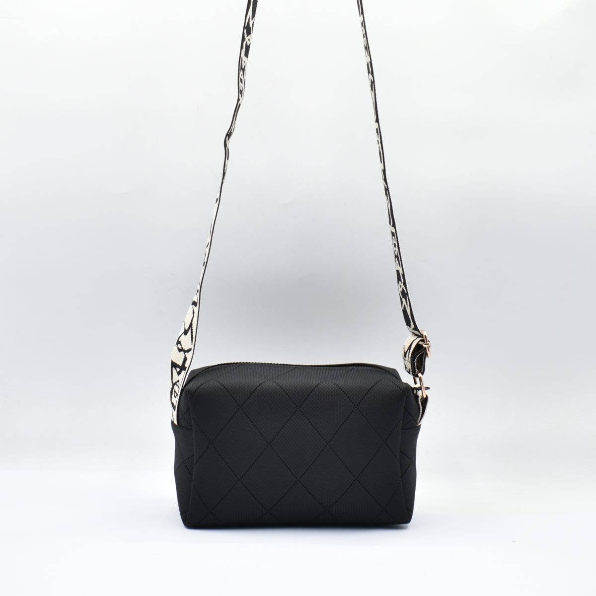 Diamond Stitch Crossbody Bag - BLACK