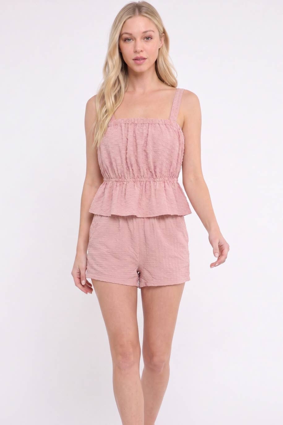 The Blush Bloom Textured Peplum Top