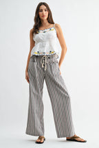 Stone & Stripe Linen-Blend Wide Leg Pants with Drawstring