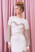 Metallic Knit Contrast Top