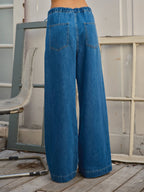 Soft Denim Drawstring Straight Leg Pants