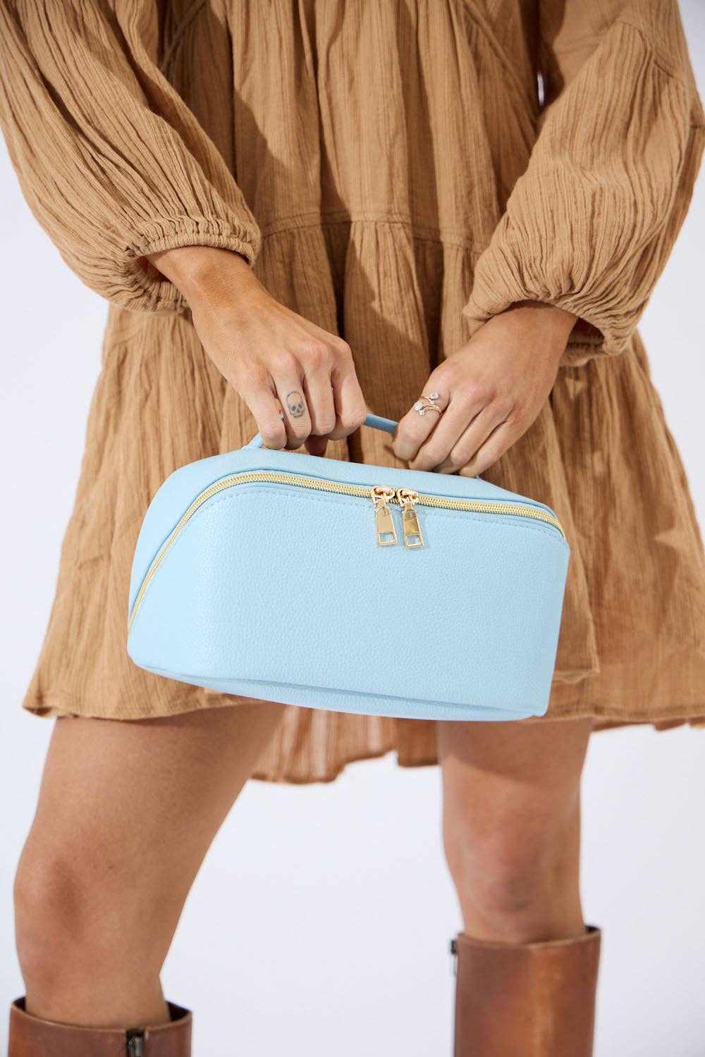 Cosmetic Beauty Bag - Set Of 3 in Light Blue