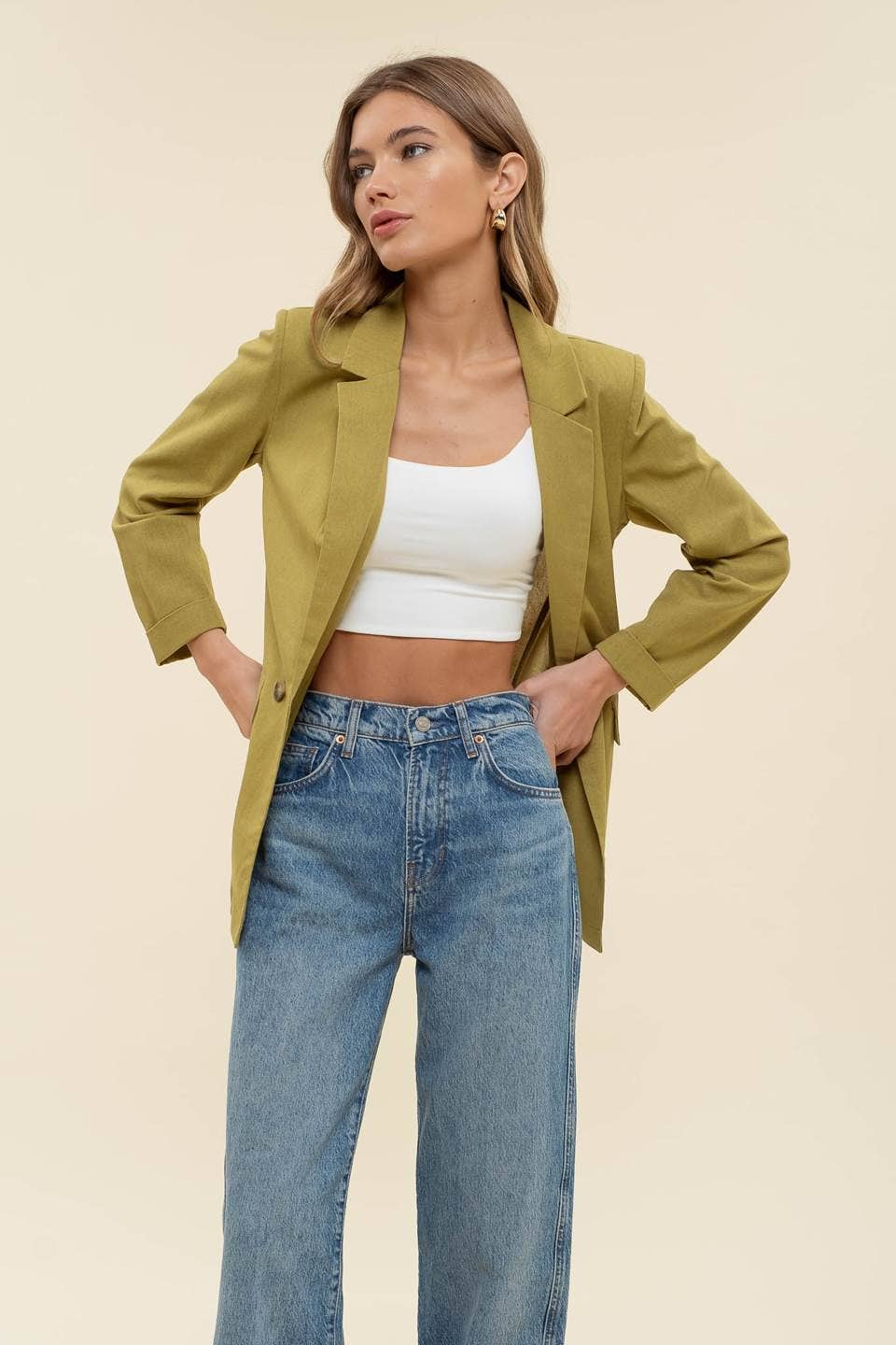 The Shoreline Blazer - 3/4 CUFF SLEEVE COLLARED BLAZER