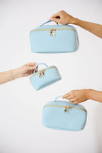 Cosmetic Beauty Bag - Set Of 3 in Light Blue