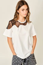 LACE INSERT COTTON TEE