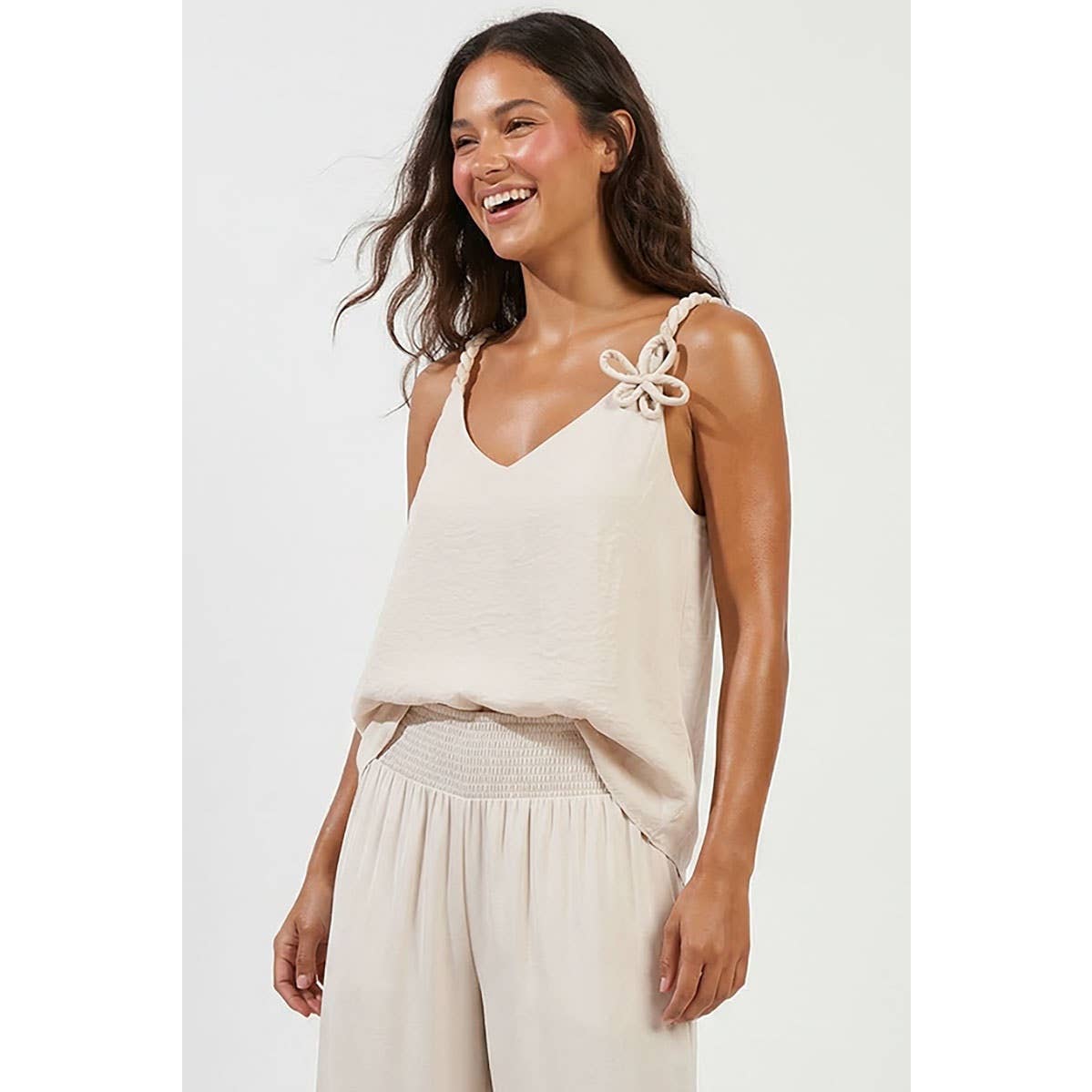 3D Twisted Flower Detail Tank Top - 2 colours