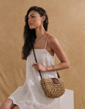Marielle Straw Half Moon Bag