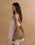 Marcie Knotted Net Shoulder Bag - Tan