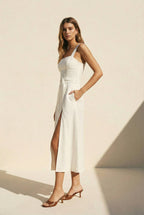 The Soleil Linen Dress - Lemon Butter
