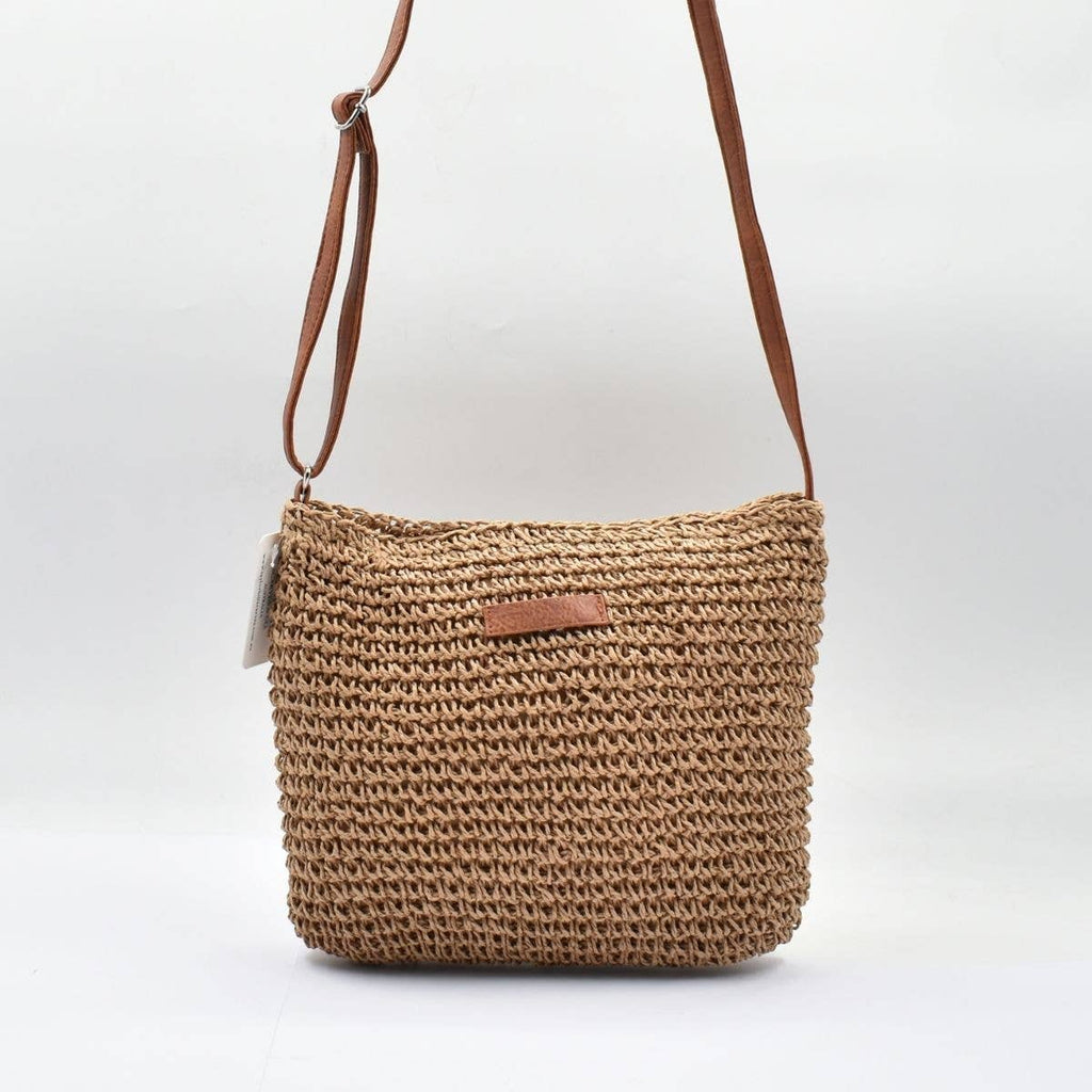 Boho Woven Crossbody Bag - Camel