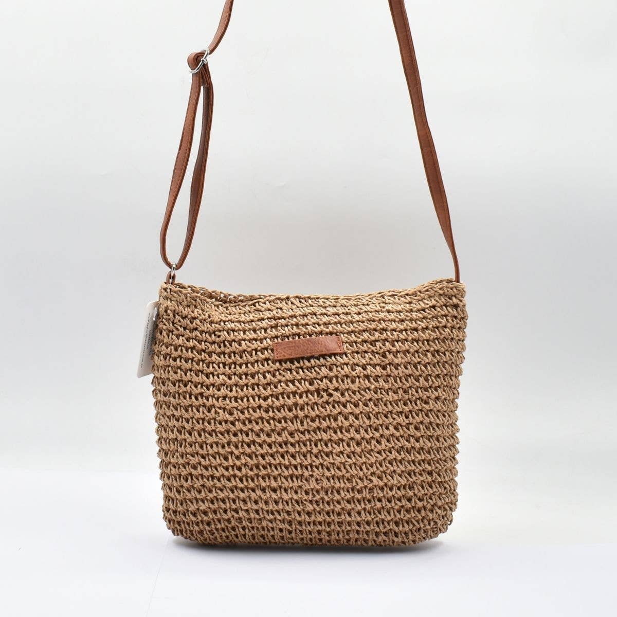 Boho Woven Crossbody Bag - Camel