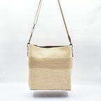 Striped Woven Tote Bag - Beige