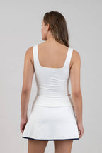 Cropped Square Neck Tank - Chocolate / Mocha / White