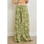 Tropical Daze Decorative Waist Wide Leg Pants