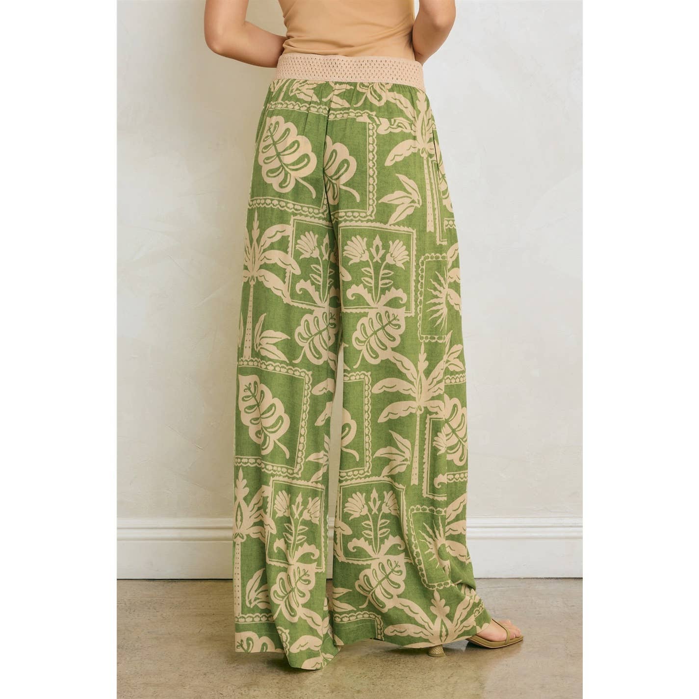 Tropical Daze Decorative Waist Wide Leg Pants