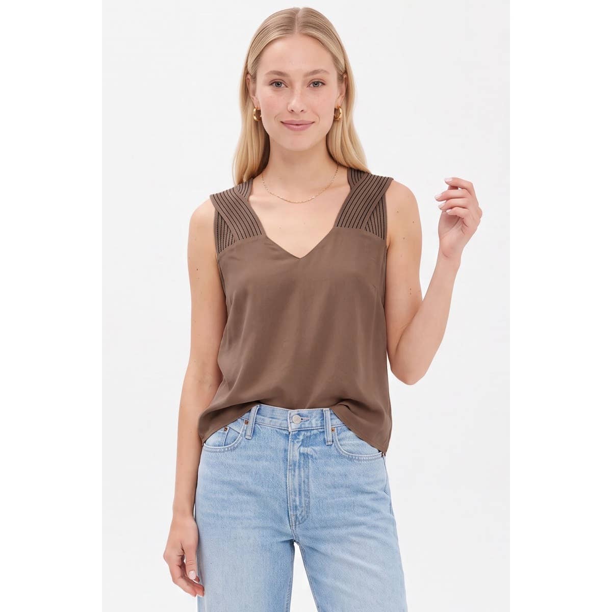 Coco Dust Contrast Stitch Tank