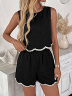 Black Contrast Trim Shorts